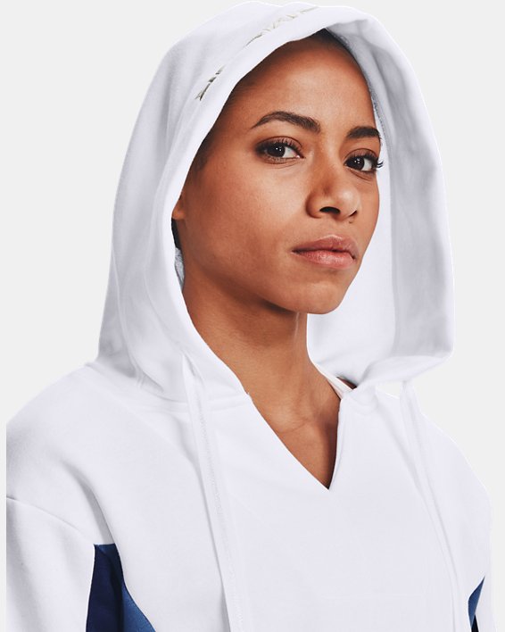 Women's UA Rival Fleece Embroidered Hoodie, White, pdpMainDesktop image number 3